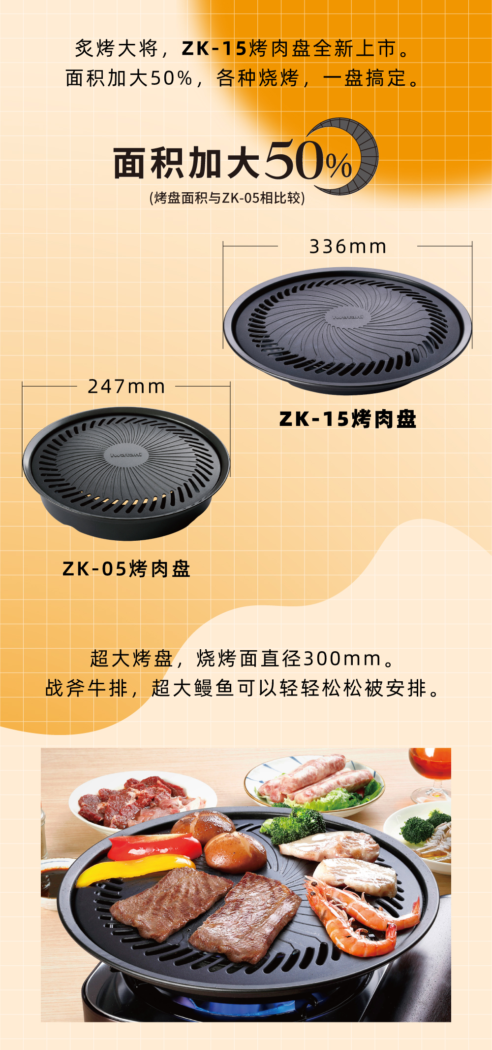 炙烤大將，zk-15全新上市。面積加大50%，各種燒烤，一盤搞定。